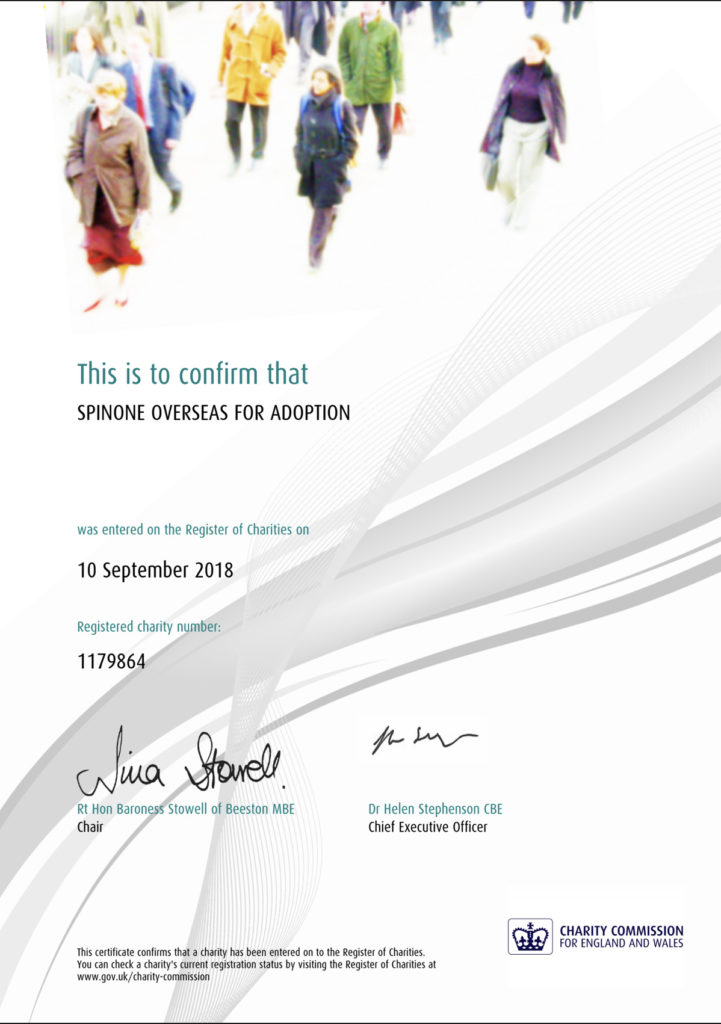 Our new charity certificate